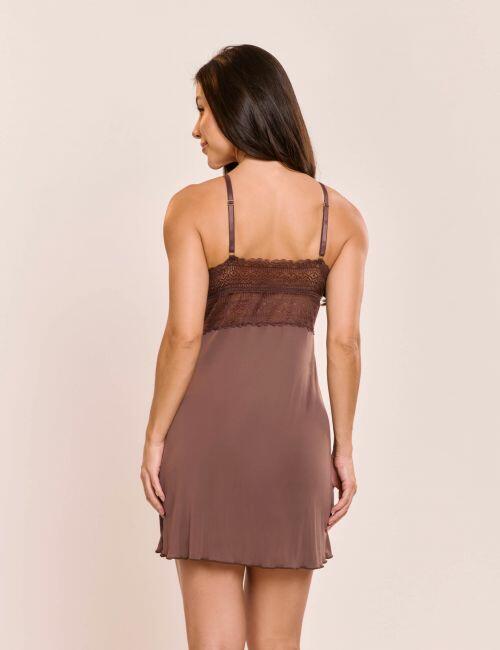Camisola Orqu�dea em Liganete de Poliamida e Renda