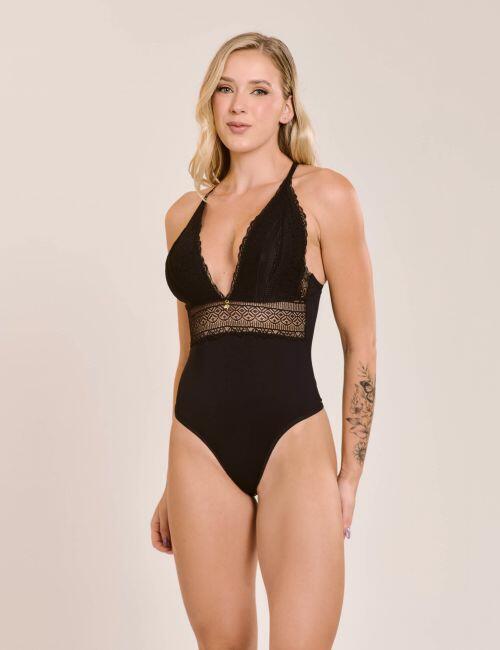 Body Lais em Microfibra e Renda Sem Bojo