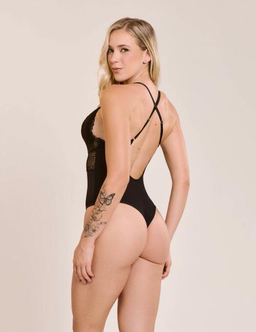 Body Lais em Microfibra e Renda Sem Bojo