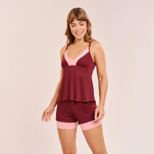 Pijama Short doll Magali em Liganete de Poliamida Sem Bojo