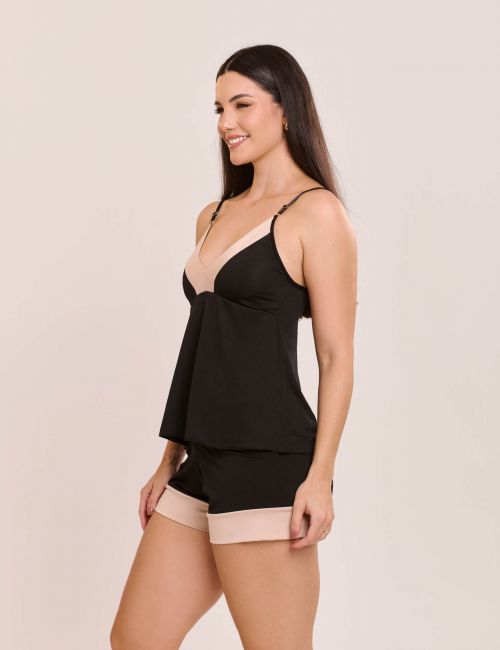 Pijama Short doll Magali em Liganete de Poliamida Sem Bojo