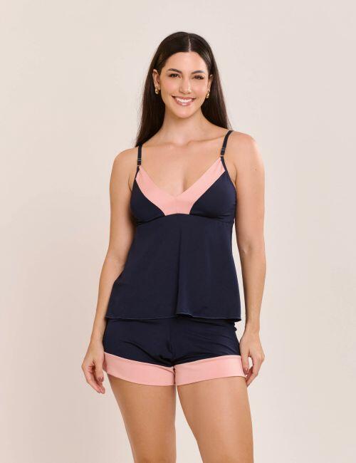 Pijama Short doll Magali em Liganete de Poliamida Sem Bojo