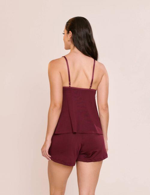Pijama Short Doll Mirela em Liganete e Renda Bicolor sem Bojo