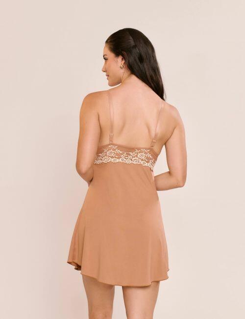 Camisola Mirela em Liganete de Poliamida e Renda Bicolor