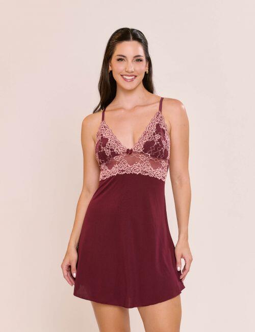 Camisola Mirela em Liganete de Poliamida e Renda Bicolor