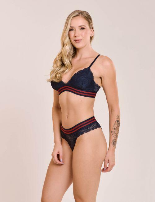 Conjunto Brena de Calcinha e Sutiã Sem Bojo e Sem Aro Com Renda