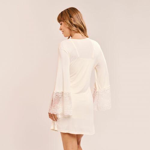 Robe Marisa em Liganete de Poliamida com Amarra��o e Abertura Frontal
