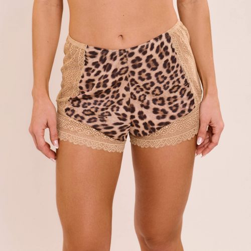 Baby Doll Olívia em Liganete Estampada e Renda Sem Bojo
