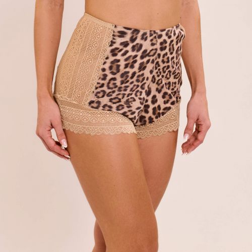 Baby Doll Olívia em Liganete Estampada e Renda Sem Bojo