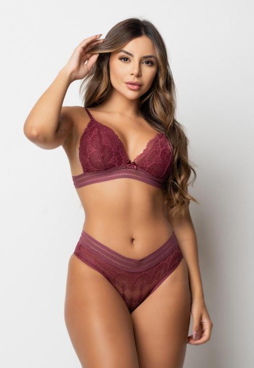 Conjunto Jade de Calcinha e Suti� Sem Bojo e Sem Aro Em Renda