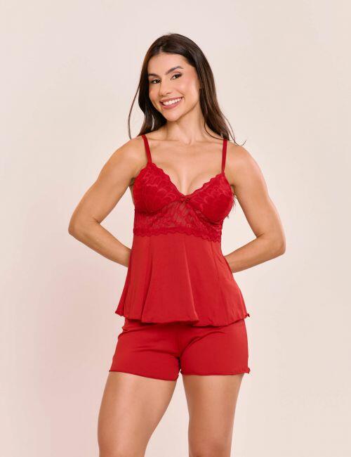 Short Doll Chic Sem Bojo Com Detalhe em Renda