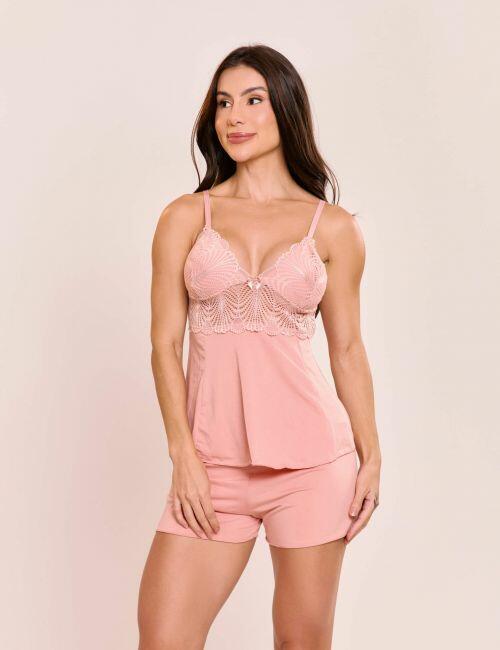 Short Doll Chic Sem Bojo Com Detalhe em Renda
