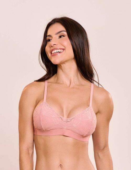 Conjunto Briana de Calcinha e Sutiã Sem Bojo e Sem Aro Com Renda