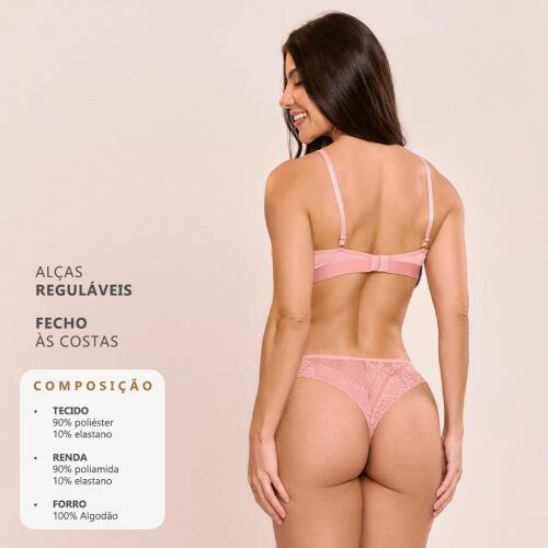 Conjunto Briana de Calcinha e Sutiã Sem Bojo e Sem Aro Com Renda