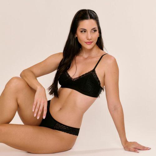 Conjunto Briana de Calcinha e Suti� Sem Bojo e Sem Aro Com�Renda