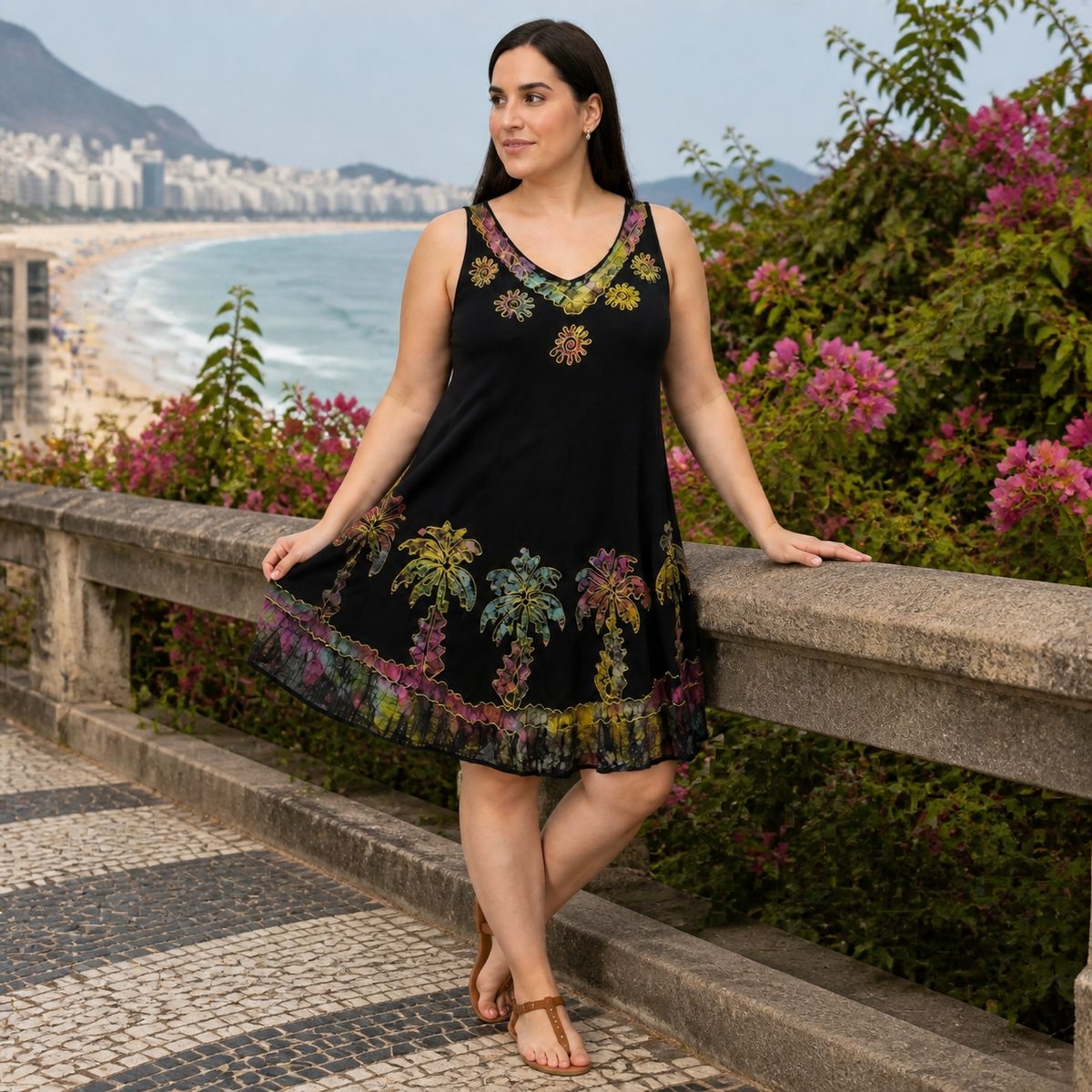 Vestido Trapézio Curto Plus Size Indiano Regata Saída Praia