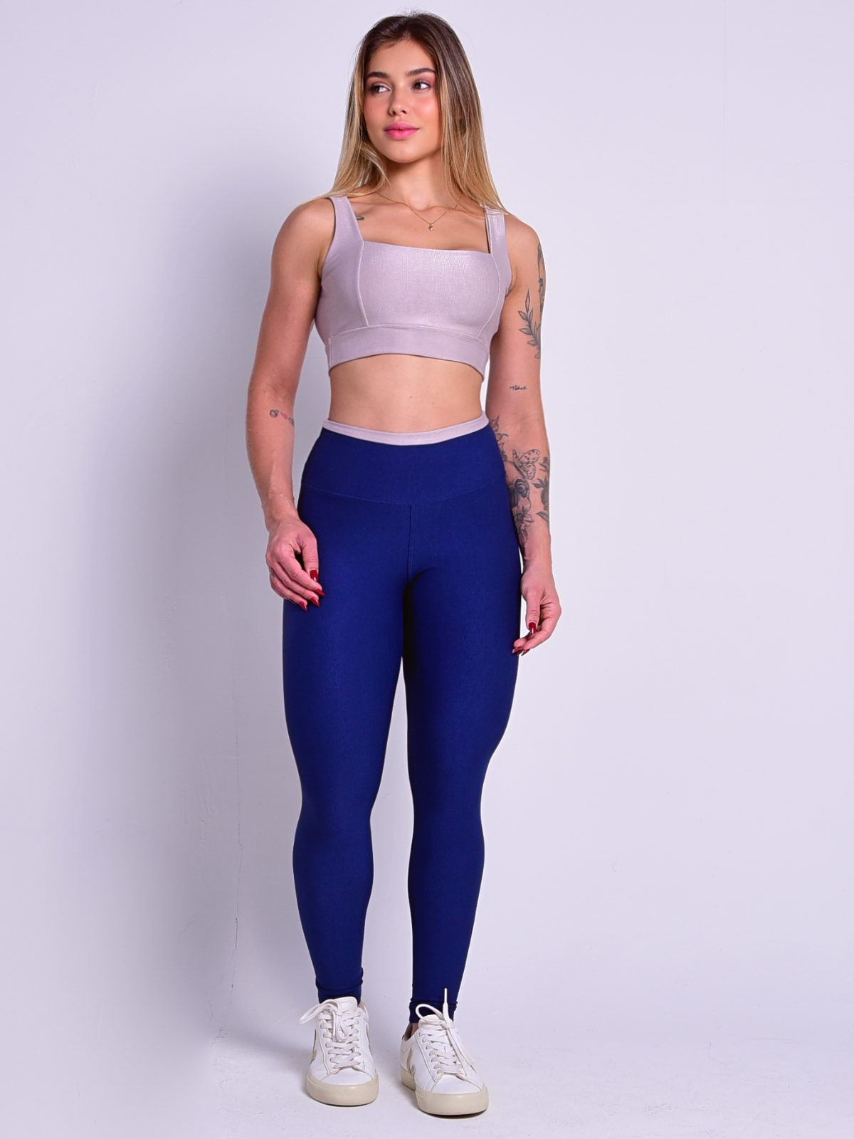 Conjunto Infinite Duo Soft Azul Marinho com Bege