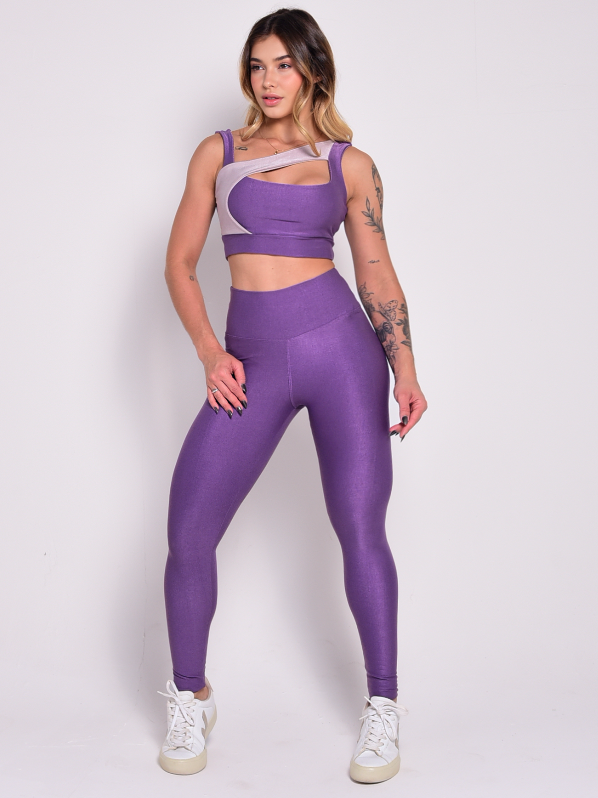 Conjunto Muse Soft Roxo Claro com Bege