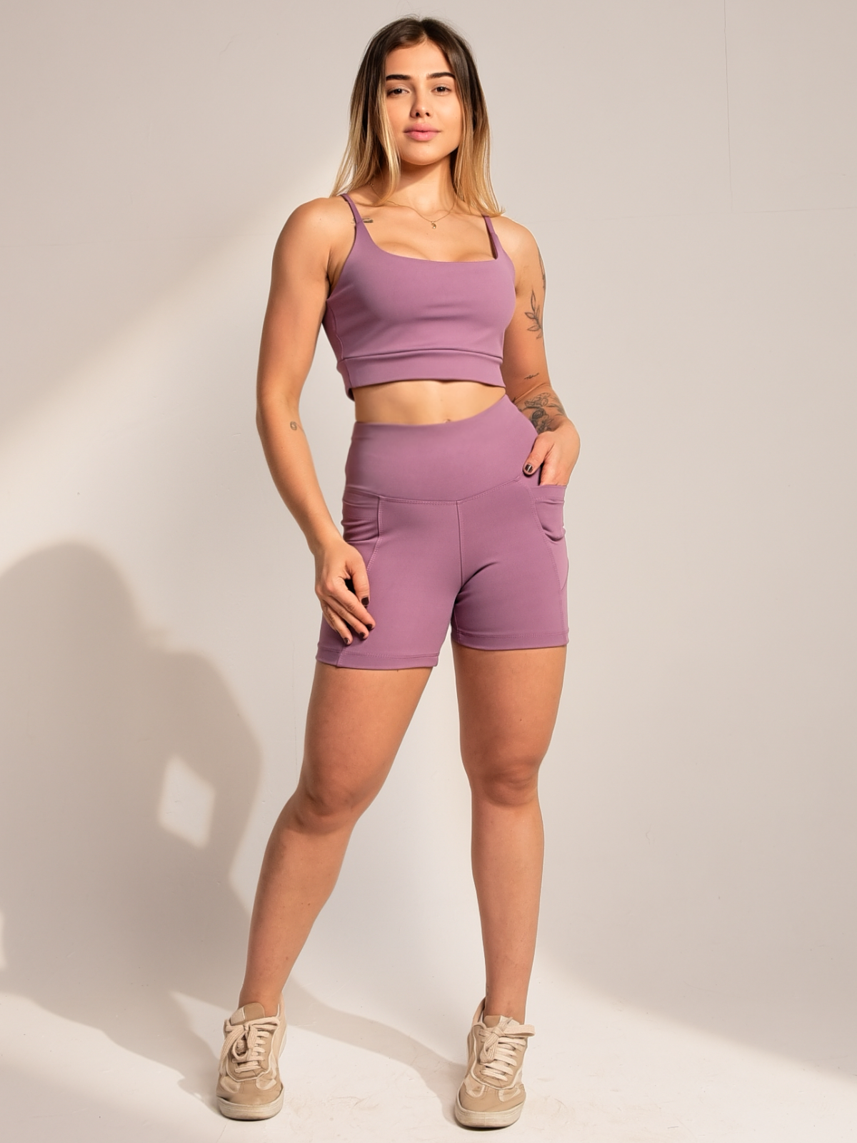 Conjunto Short Essence Move Roxo Claro