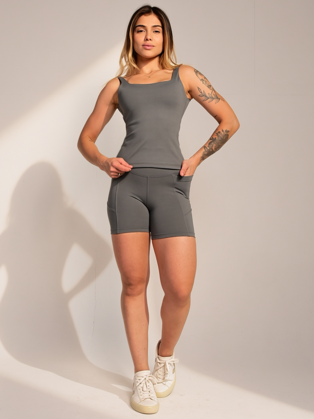 Conjunto Short Wide Cinza
