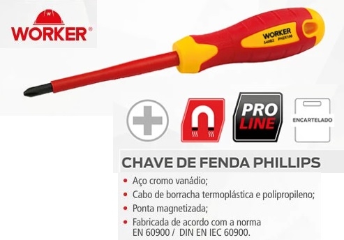 Comprar CHAVE PHILLIPS PH-0 x 60mm VDE 1000 VOLTS PROFISSIONAL