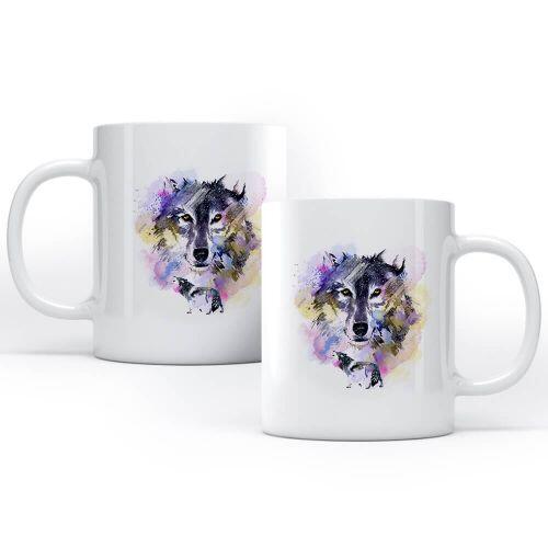 Caneca Watercolor Wolf