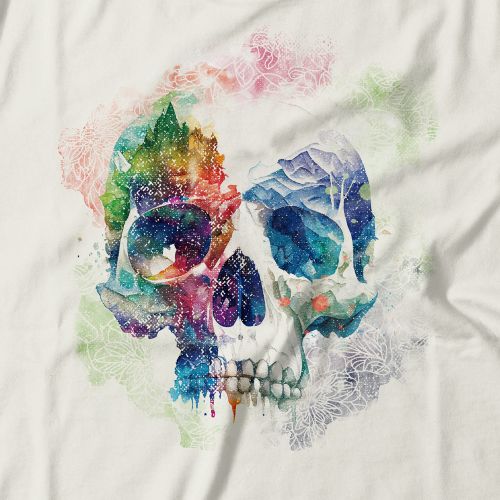 Camiseta Feminina Watercolor Skull