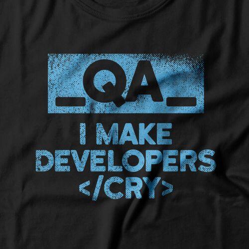 Camiseta Feminina QA Tester Make Developers Cry