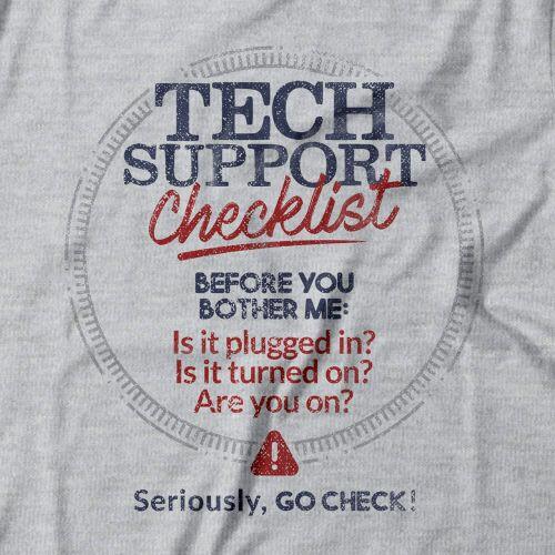 Camiseta Feminina Tech Support Checklist