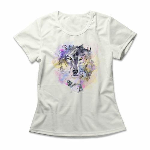 Camiseta Feminina Watercolor Wolf