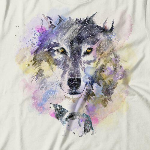 Camiseta Feminina Watercolor Wolf