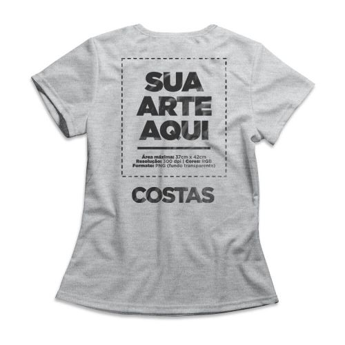 Camiseta Personalizada Feminina Peito e Costas - Envie a sua arte