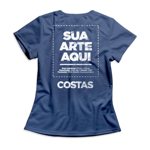 Camiseta Personalizada Feminina Peito e Costas - Envie a sua arte