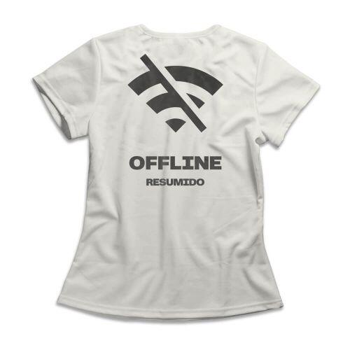 Camiseta Feminina Resumido Offline Peito e Costas