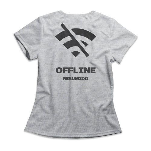 Camiseta Feminina Resumido Offline Peito e Costas