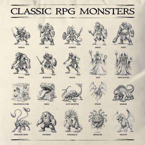 Almofada Monstros Clássicos de RPG