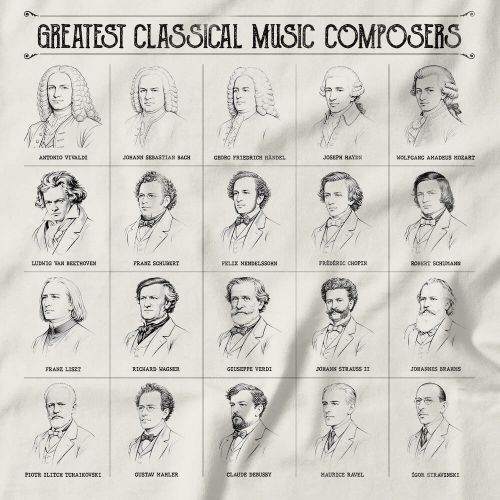 Camiseta Compositores da Música Clássica