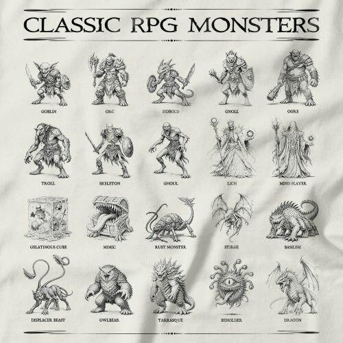 Camiseta Monstros Cl�ssicos de RPG