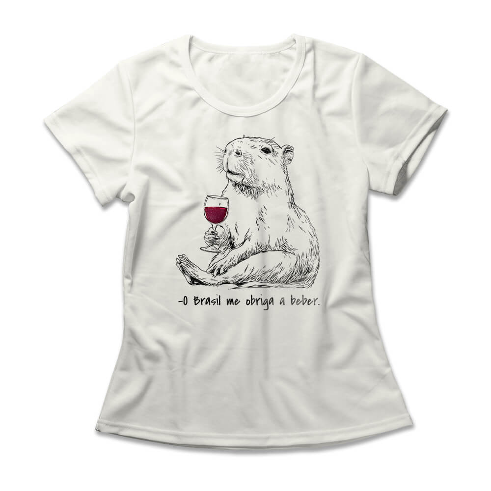 Camiseta Feminina O Brasil Me Obriga a Beber