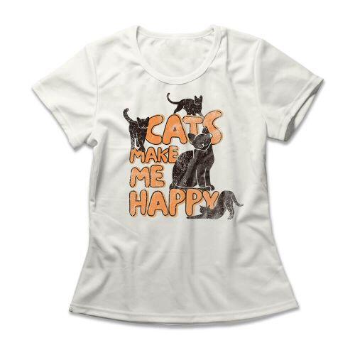 Camiseta Feminina Cats Make Me Happy