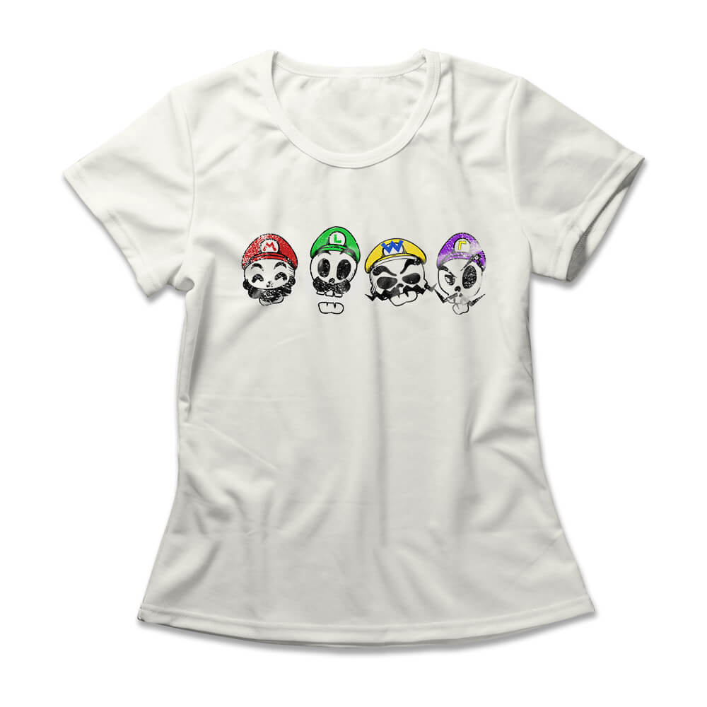 Camiseta Feminina Super Mario Skulls