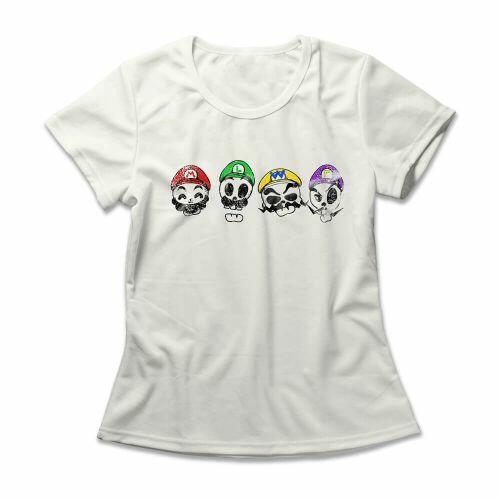 Camiseta Feminina Super Mario Skulls