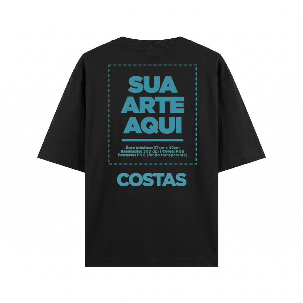 Camiseta Personalizada Oversized Costas - Envie a sua arte