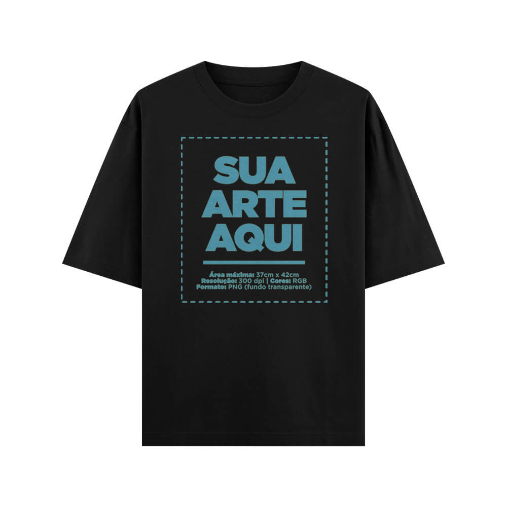Camiseta Personalizada Oversized Frente e Costas - Envie a sua arte