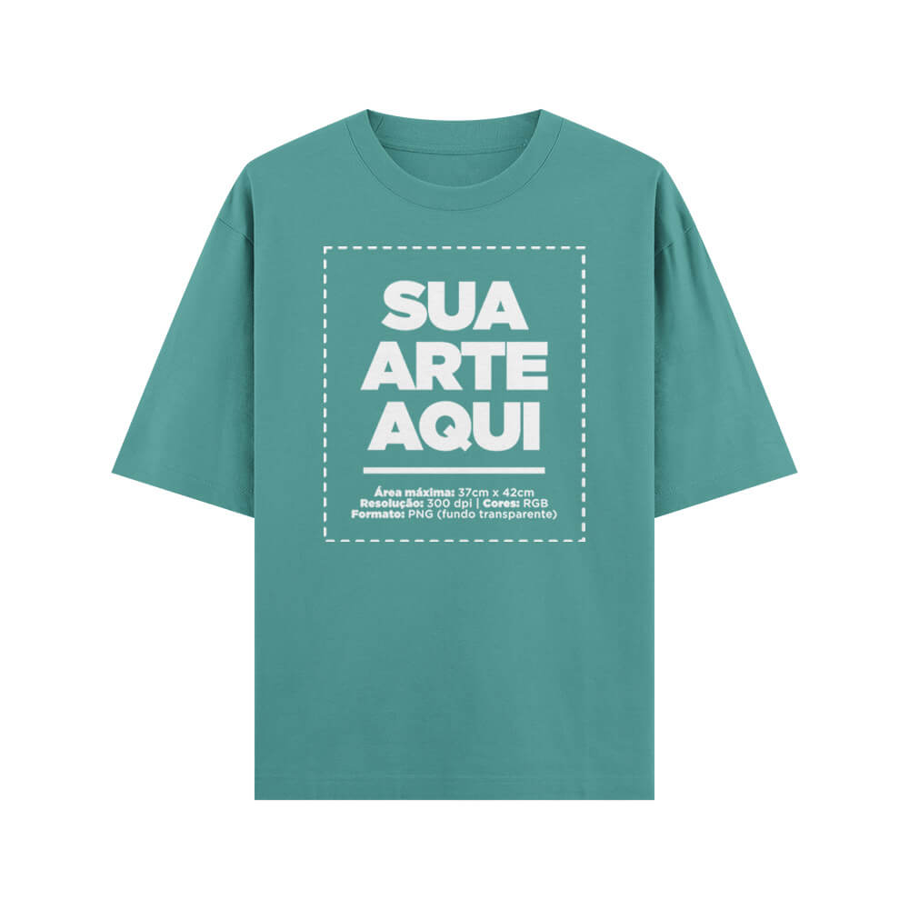 Camiseta Personalizada Oversized Frente e Nuca - Envie a sua arte