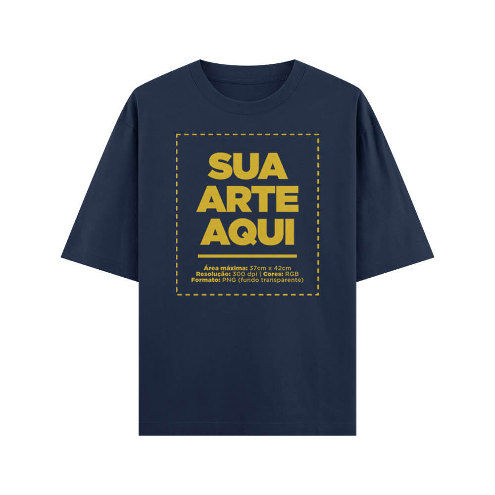 Camiseta Personalizada Oversized Frente e Nuca - Envie a sua arte