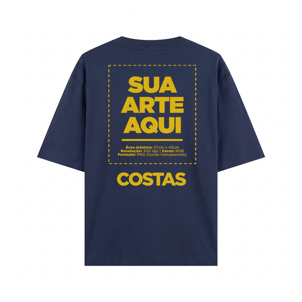 Camiseta Personalizada Oversized Peito e Costas - Envie a sua arte