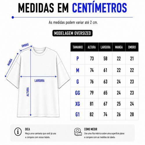 Camiseta Personalizada Oversized Peito e Costas - Envie a sua arte