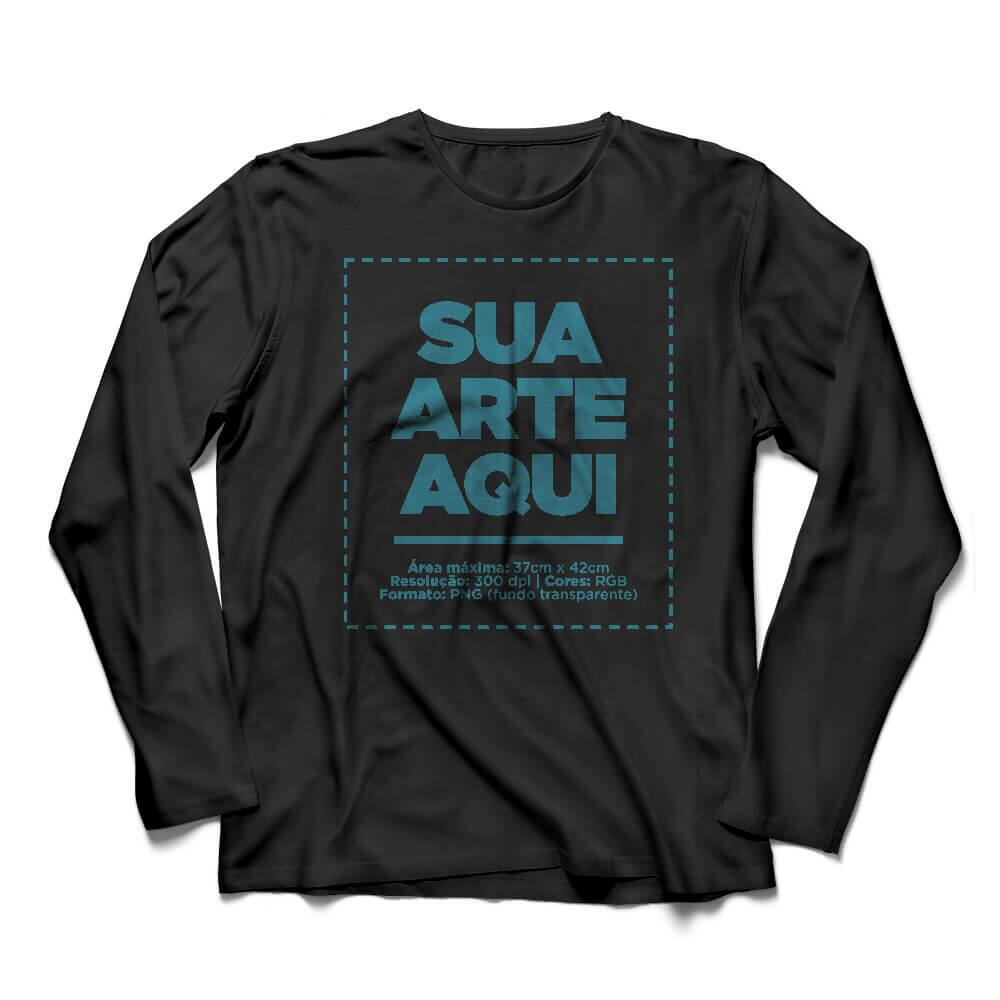 Camiseta Personalizada Manga Longa Frente e Nuca - Envie a sua arte