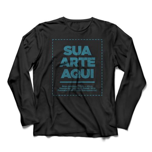 Camiseta Personalizada Manga Longa Frente e Nuca - Envie a sua arte